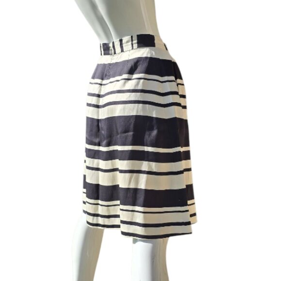 KATE SPADE Black & Cream Silk A-Line Skirt sz 4 - Picture 4 of 8